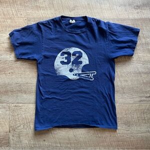 Amazon Navy Blue Short Sleeve Tee with White Football Helmet Graphic